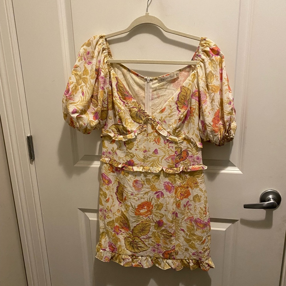 Floral Puff Sleeve Mini Dress